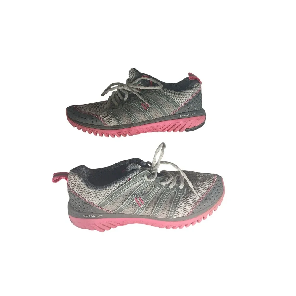 K Swiss Women Running Shoe Gray Pink Guideglide System Size 9.5 Athletic Sneaker